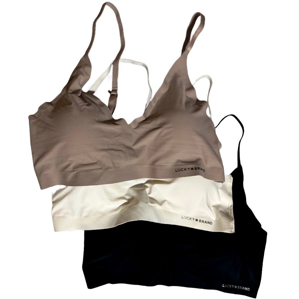 Womens Lucky Brand 3pk. Micro Laser V Neck Lounge Bras